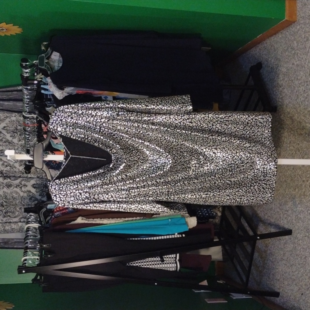 Michael kors, brand new, 0x, black and silver sparkle leopard dress